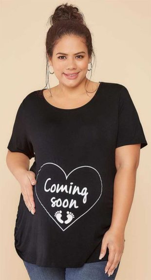 Černé těhotenské tričko Comming soon