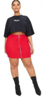Červená mini sukně se zipem po celé délce