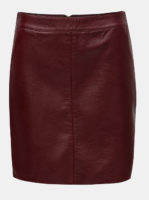 Vínová koženková sukně pro širší boky
