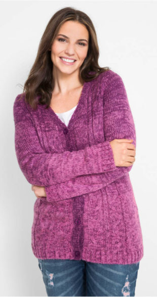 Pletený svetr na knoflíky pro plnější tvary