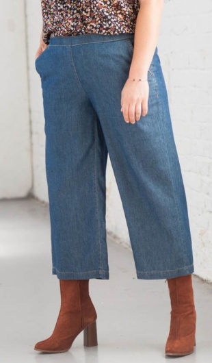 Tříčtvrteční široké riflové kalhoty