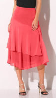 Růžová volánová midi sukně