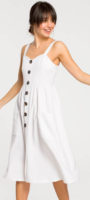 Bílé letní šaty s ozdobnými knoflíky