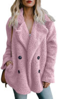 Růžový fleecový dámský kabát