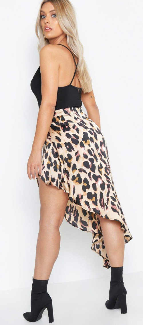 Leopardí dámská sukně asymetrického střihu