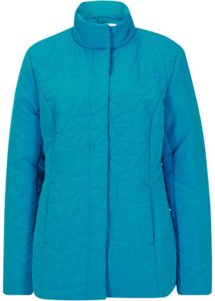 Vatovaná zimní bunda s krásným prošíváním v tyrkysové barvě