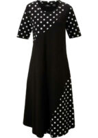 Moderní dámské áčkové šaty s puntíkatým potiskem