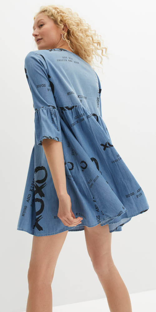 Moderní letní XXL džínové mini šaty