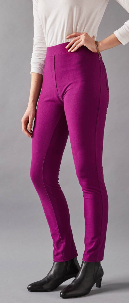 Zeštíhlující dámské fialové kalhoty